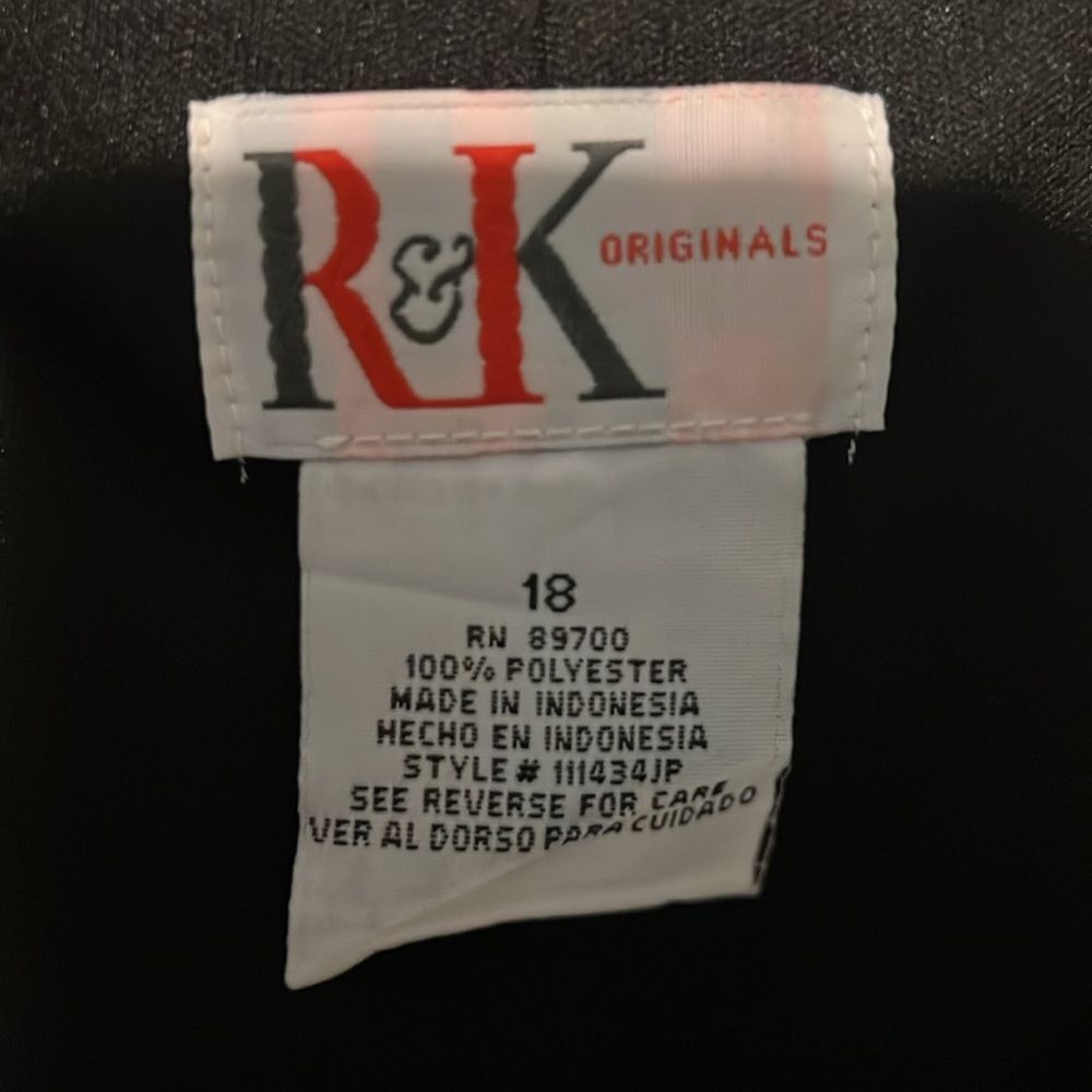 R&K Originals Size 18 Black/White Tie at the Waist  Dress V Neck Cap Sleeves - Picture 2 of 10